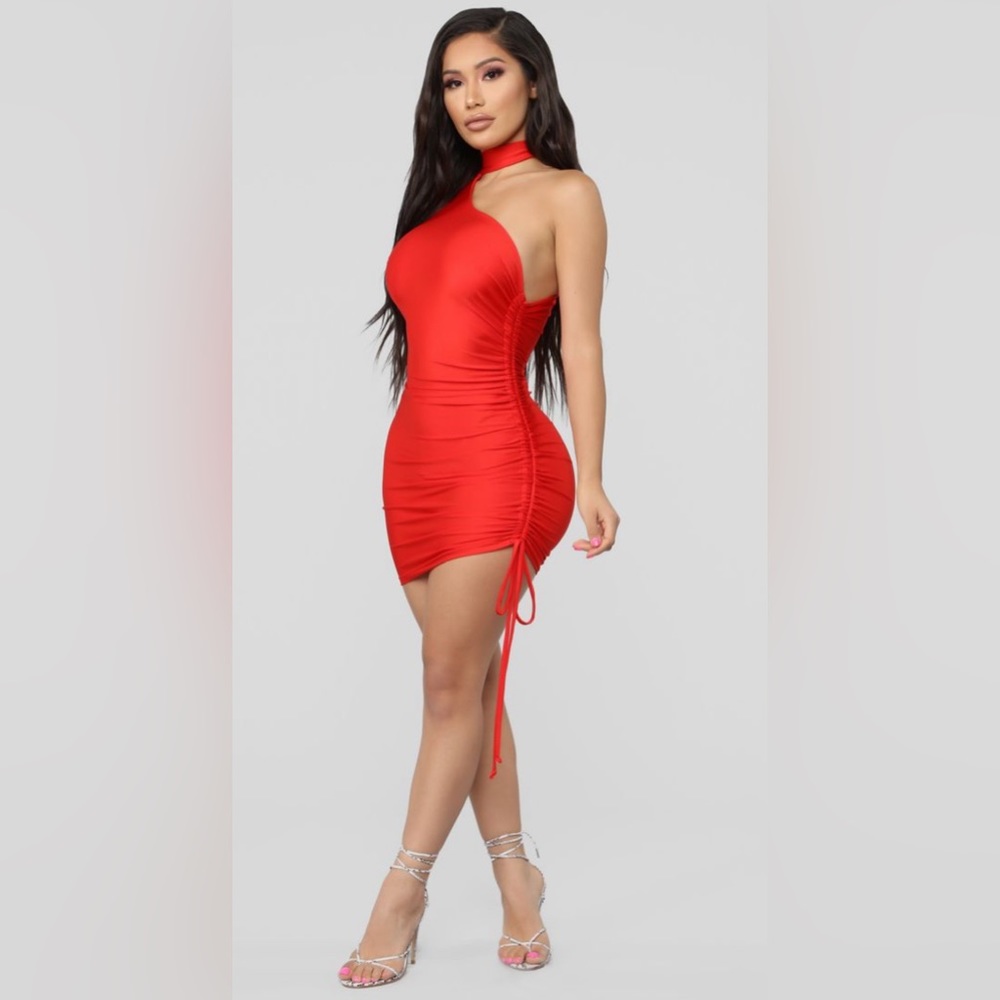 Better On This Side Ruched Mini Dress - Red